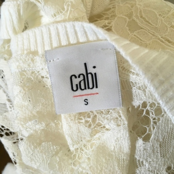 NWOT Cabi Shopia Long Sleeve Lace Back Ivory Sweater Top - Picture 7 of 8